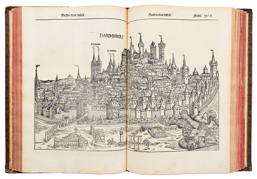 Rare 1493 First Edition of ''Nuremberg Chronicle'', the Illustrated High Point of Printing in the Age of Incunable -- Complete with 1,809 Woodcuts