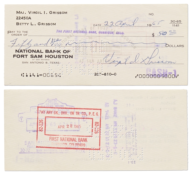 Lot of 10 Gus Grissom Signed & Handwritten Checks from 1957-1966