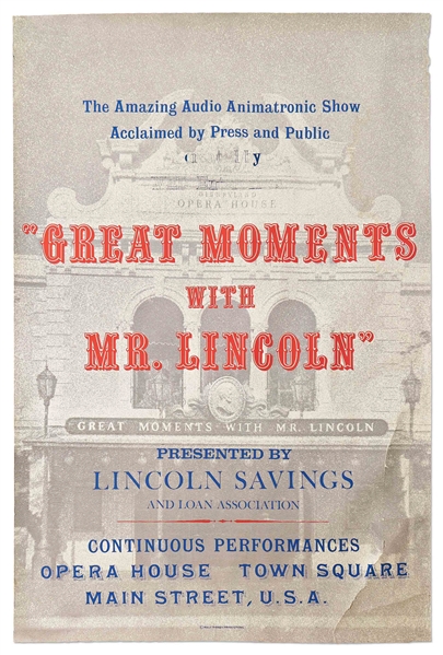 Original Disneyland Silk-Screened Park Attraction Poster for Great Moments with Mr. Lincoln