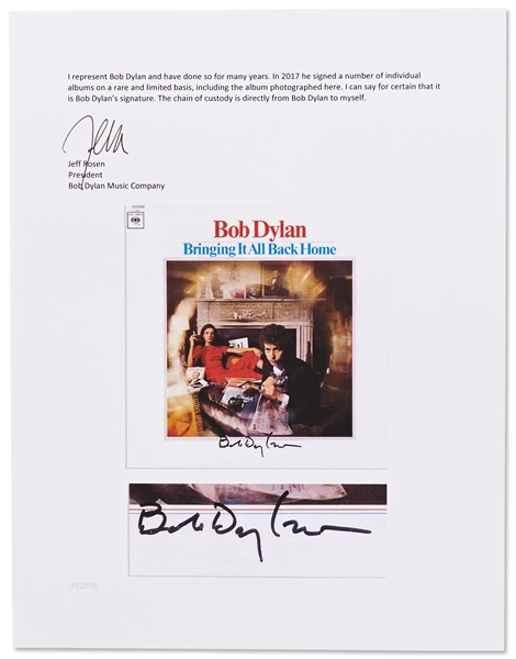 Bob Dylan Signed Album ''Bringing It All Back Home'' -- With Jeff Rosen & Roger Epperson COAs