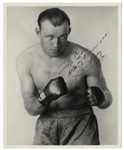 Heavyweight Jack Sharkey Signed 8 x 10 Photo -- Famous Photograph With Knuckles Bared