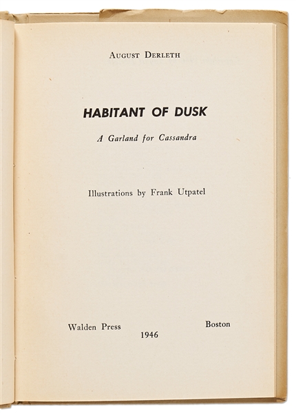 August Derleth ''Habitant of Dusk'' Limited Edition Signed