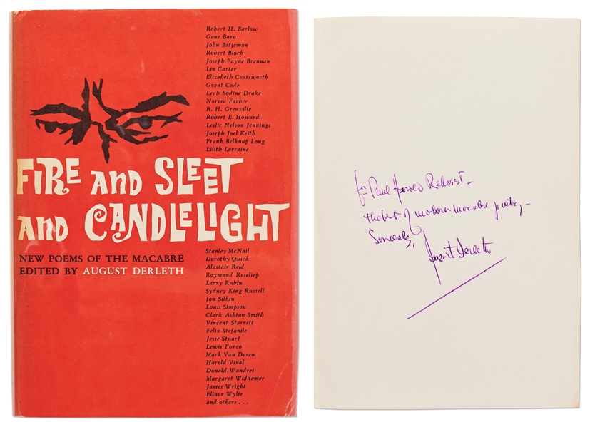 Rare Signed First Edition of ''Fire & Sleet & Candlelight'' by August Derleth -- ''...the best of modern macabre poetry...''