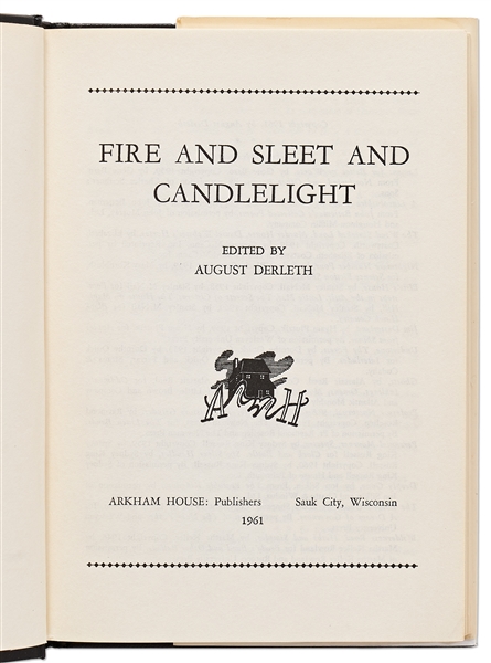 Rare Signed First Edition of ''Fire & Sleet & Candlelight'' by August Derleth -- ''...the best of modern macabre poetry...''