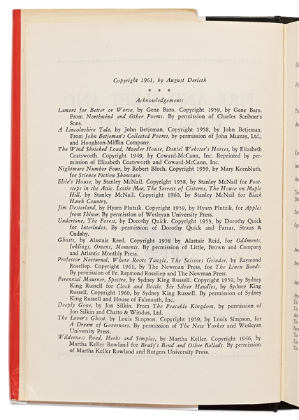 Rare Signed First Edition of ''Fire & Sleet & Candlelight'' by August Derleth -- ''...the best of modern macabre poetry...''