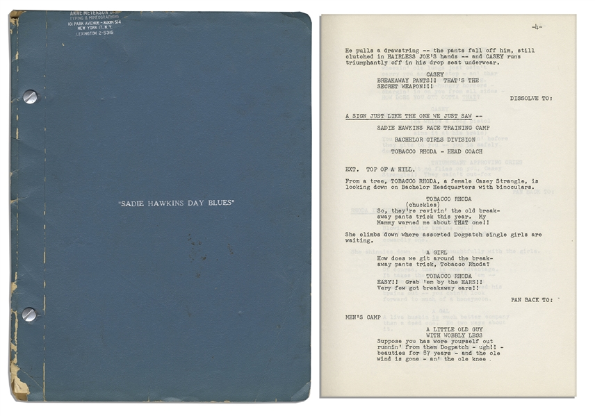 ''Li'l Abner'' Creator, Al Capp's Personally Owned Copy of His Script ''Sadie Hawkins Day Blues''