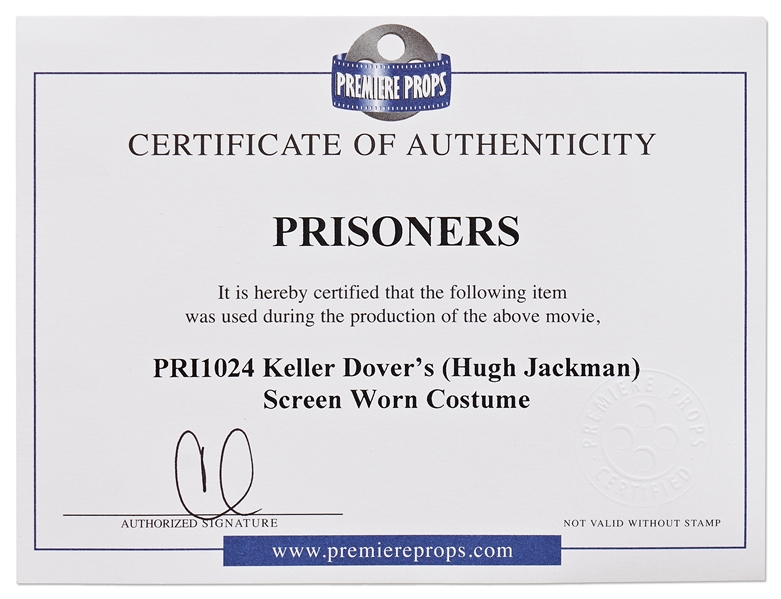 Stage and Screen Star Hugh Jackman Screen-Worn Wardrobe From Jarring 2013 Suspense Film ''Prisoners''