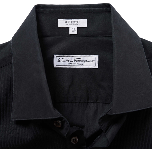 Dennis Hopper Owned Black Tuxedo Shirt by Ferragamo