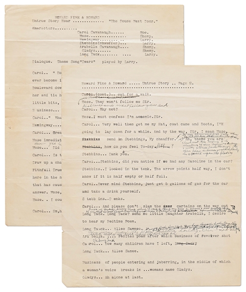 Moe Howard's Script From the Early 1930s for the Howard, Fine & Howard Theatrical Show -- With Annotations in Moe's Hand