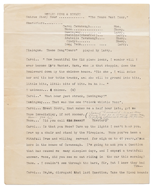 Moe Howard's Script From the Early 1930s for the Howard, Fine & Howard Theatrical Show -- With Annotations in Moe's Hand