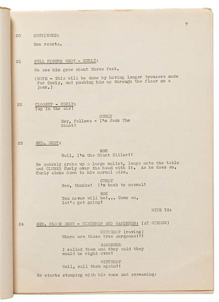 Moe Howard's Personally Owned Script for The Three Stooges 1941 Film ''Some More of Samoa''