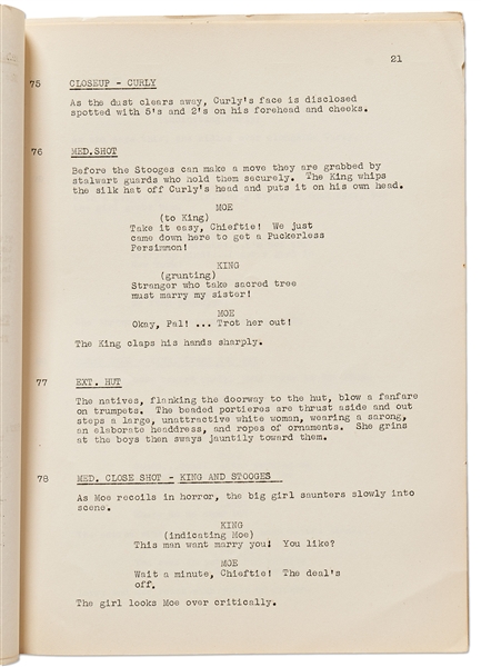 Moe Howard's Personally Owned Script for The Three Stooges 1941 Film ''Some More of Samoa''