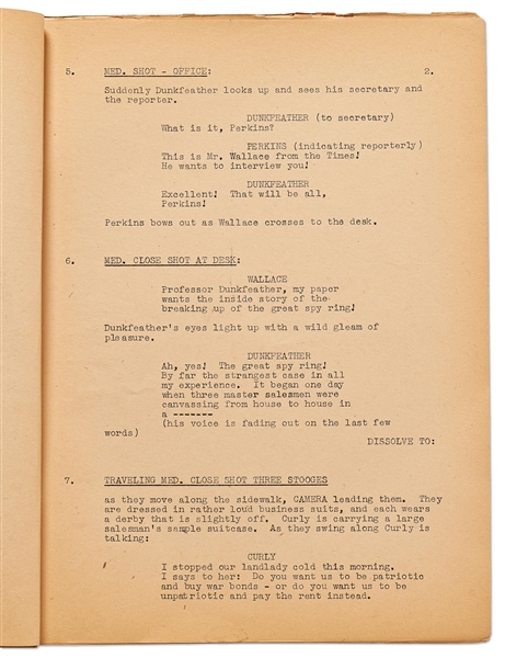 Moe Howard's Personally Owned Script for The Three Stooges 1943 Film ''Spook Louder''