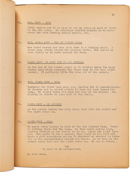 Moe Howard's Personally Owned Script for The Three Stooges 1943 Film ''Spook Louder''