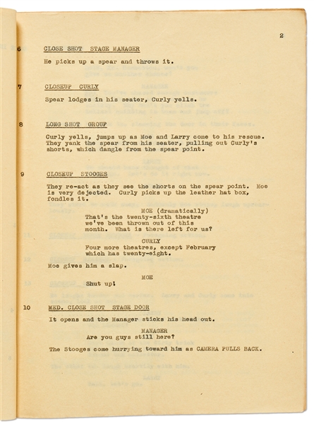 Moe Howard's Personally Owned Script for The Three Stooges 1946 Film ''Rhythm and Weep''