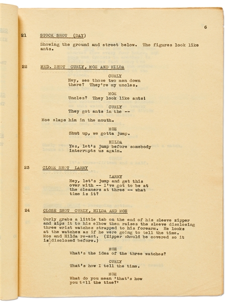 Moe Howard's Personally Owned Script for The Three Stooges 1946 Film ''Rhythm and Weep''