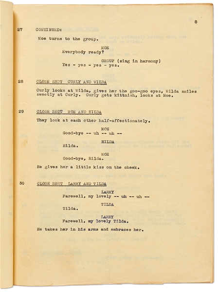 Moe Howard's Personally Owned Script for The Three Stooges 1946 Film ''Rhythm and Weep''