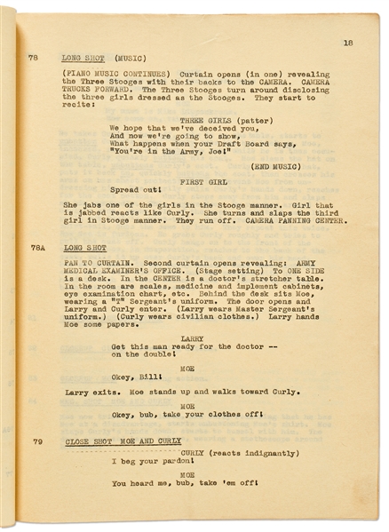 Moe Howard's Personally Owned Script for The Three Stooges 1946 Film ''Rhythm and Weep''