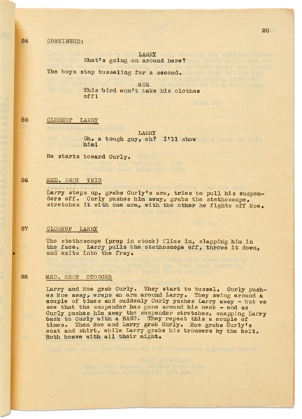 Moe Howard's Personally Owned Script for The Three Stooges 1946 Film ''Rhythm and Weep''