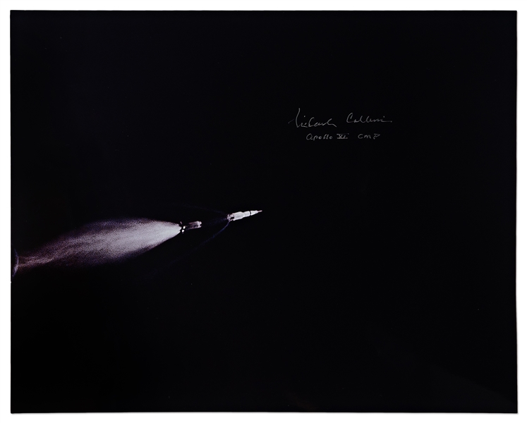 Michael Collins Signed 20'' x 16'' Photo of the Apollo 11 Saturn Rocket in Space