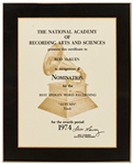 Grammy Nomination for Best Spoken Word Recording, Awarded to Poet Rod McKuen in 1974 for Autumn