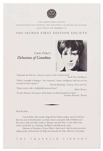 Carrie Fisher Signed Deluxe Limited Edition of ''Delusions of Grandma'' -- With PSA/DNA COA