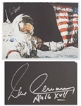 Gene Cernan Signed Moon Landing Artwork -- Cernan Was the Last Man to Walk on the Moon