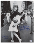 Photo of the Iconic Times Square Kiss to Celebrate the End of World War II, Signed by the Couple Greta Zimmer & George Mendonsa -- Photo Measures 11 x 14, With PSA/DNA COA