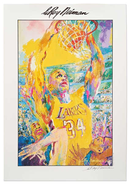 LeRoy Neiman Signed Poster Print of Shaquille O'Neal From 2000
