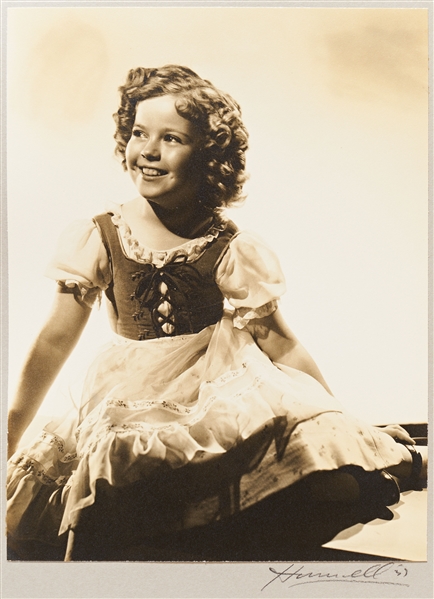 Shirley Temple Personally Owned Photo From ''Heidi'' -- Large Portrait Signed by Photographer George Hurrell on Mat