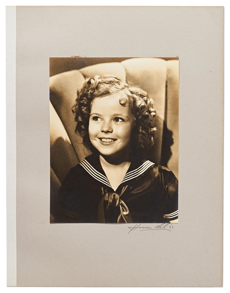 Shirley Temple Personally Owned Photo From ''Heidi'' -- Large Portrait Signed by Photographer George Hurrell on Mat