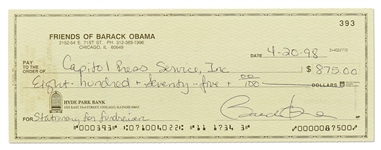 Barack Obama Check Signed from the Friends of Barack Obama Bank Account