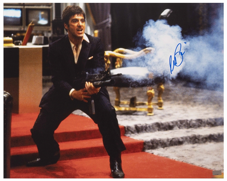 Al Pacino Signed 20'' x 16'' Scarface Photo -- From the Climactic Sequence