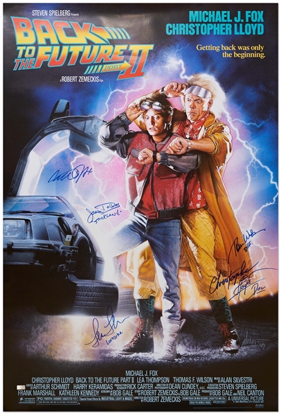 ''Back to the Future II'' Cast-Signed Poster -- Includes Signatures of Michael J. Fox, Christopher Lloyd & Lea Thompson