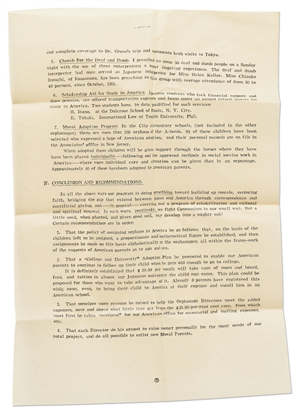 Kiyoshi Tanimoto Fundraising Letter Signed for the Hiroshima Peace Center Foundation