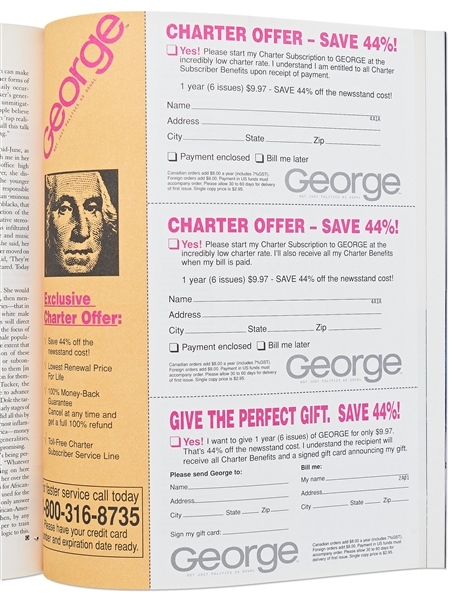 Inaugural Issue of ''GEORGE'' Magazine from 1995 Published by John F. Kennedy, Jr.