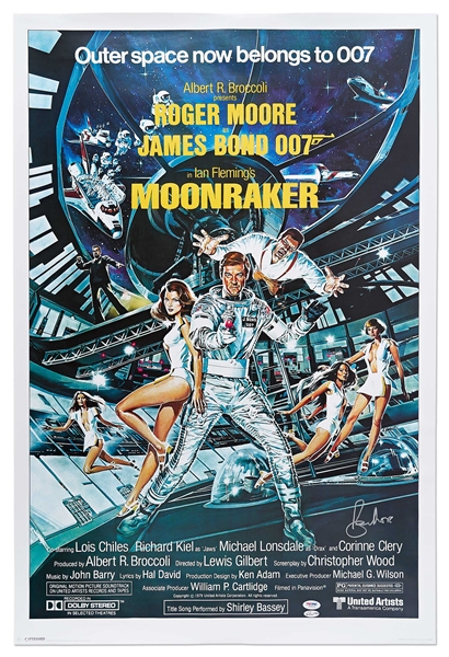 Roger Moore Signed ''Moonraker'' Poster -- With PSA/DNA COA