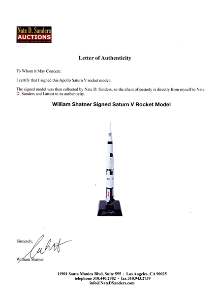 William Shatner Signed Apollo Saturn V Rocket Model