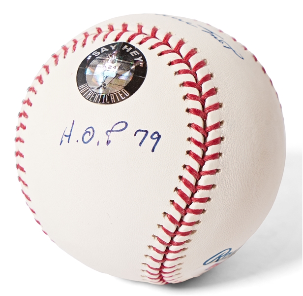 Willie Mays Signed OML Baseball -- Signed ''Willie Mays'' & ''HOF 79'' -- With ''Say Hey'' Hologram & PSA/DNA COA