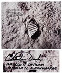 Charlie Duke Signed 20 x 16 Photo of the Famous Apollo 11 Footprint -- Duke Served as Apollo 11 CAPCOM and Describes the Moment When the Eagle Touched Down on the Moon