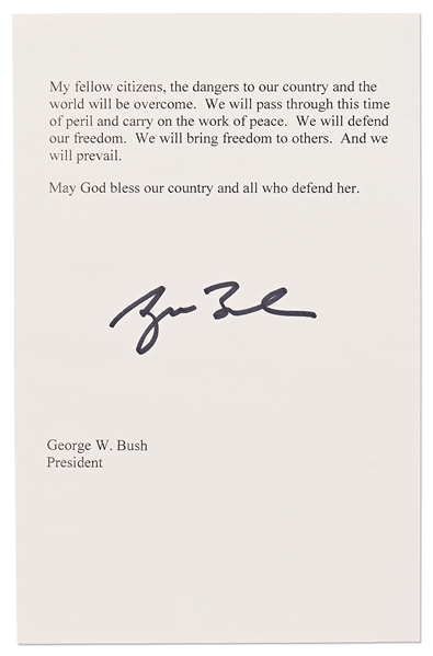 George W. Bush Signed Speech Delivered on 19 March 2003, Announcing the Commencement of Operation Iraqi Freedom -- With Beckett COA