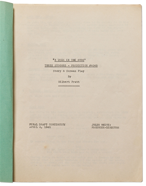 Moe Howard's Personally Owned Script for The Three Stooges 1946 Film ''Beer Barrel Polecats''