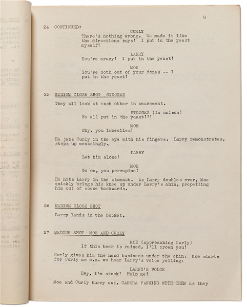 Moe Howard's Personally Owned Script for The Three Stooges 1946 Film ''Beer Barrel Polecats''