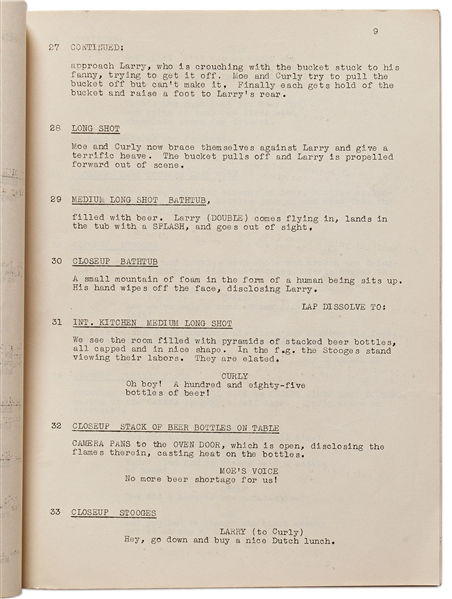 Moe Howard's Personally Owned Script for The Three Stooges 1946 Film ''Beer Barrel Polecats''