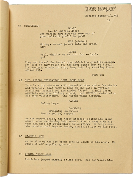 Moe Howard's Personally Owned Script for The Three Stooges 1946 Film ''Beer Barrel Polecats''