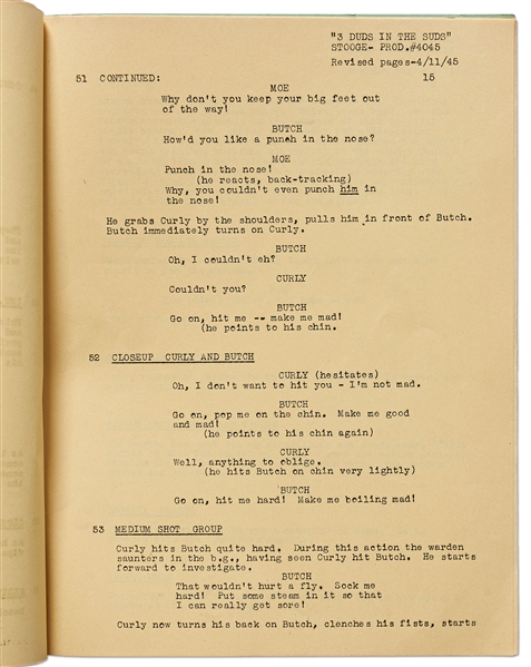 Moe Howard's Personally Owned Script for The Three Stooges 1946 Film ''Beer Barrel Polecats''