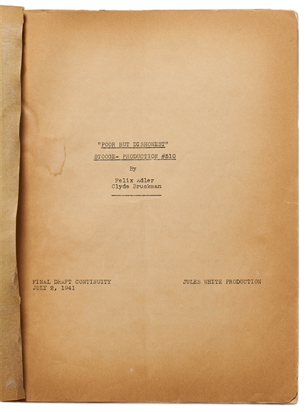 Moe Howard's Personally Owned Script for The Three Stooges 1942 Film ''Loco Boy Makes Good''