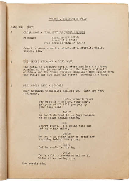 Moe Howard's Personally Owned Script for The Three Stooges 1942 Film ''Loco Boy Makes Good''