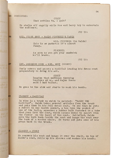 Moe Howard's Personally Owned Script for The Three Stooges 1942 Film ''Loco Boy Makes Good''