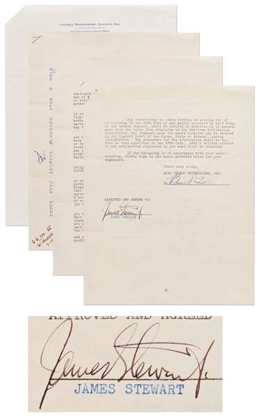 James Stewart Signed Contract to Appear on Bing Crosby's Radio Program -- With JSA COA